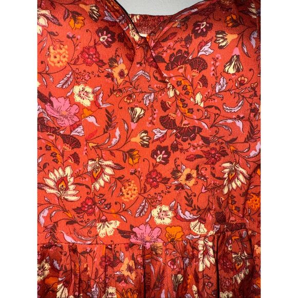 BOG Collective Size L Prairie Maxi Dress Orange Rust Floral Utah Mom Boho Modest - Picture 9 of 12